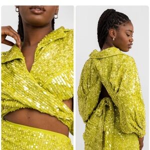 ASOS edition slouchy  sequin wrap TOP ONLY size UK12/US8